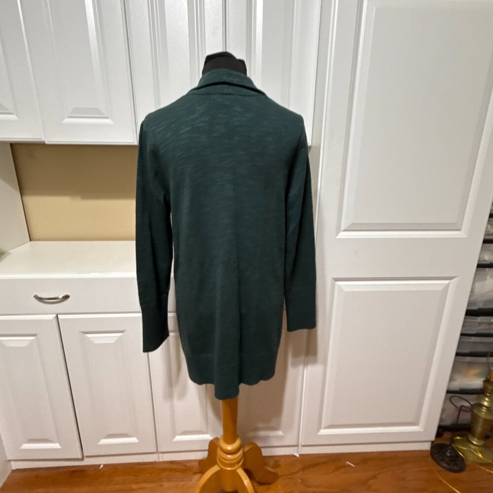J Jill Sweater Womens M Green Knit Cardigan One Front Button Cotton Blend - Picture 3 of 11